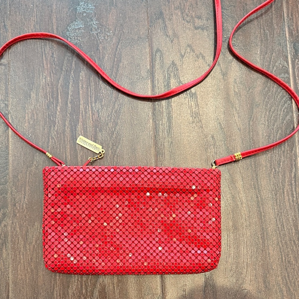 Whiting and Davis Vintage Red Mesh Crossbody Purse